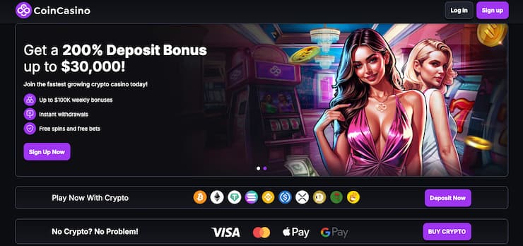 A screenshot of CoinCasino, one of the best sportsbooks in Canada